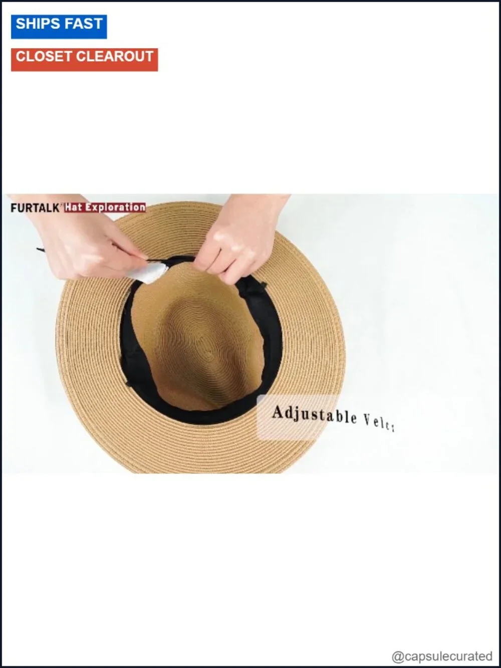Wide Brim Straw Fedora Sun Hat - Foldable & Packable with Chin Strap